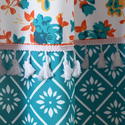 2pk 42"x84" Light Filtering Emily Boho Stripe Curtain Panels Turquoise Blue - Lush Décor 4 2pk 42"x84" Light Filtering Emily Boho Stripe Curtain Panels Turquoise Blue - Lush Décor - Image 2