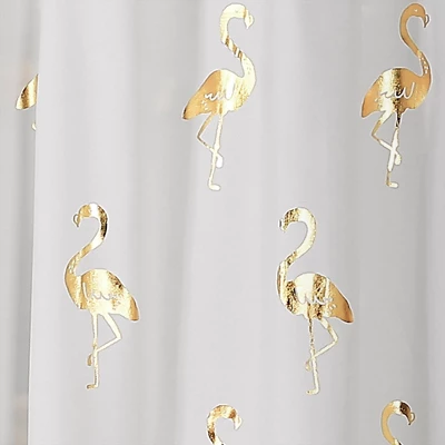 Flamingo Shower Curtain Gold - Lush Décor 4 Flamingo Shower Curtain Gold - Lush Décor - Image 2