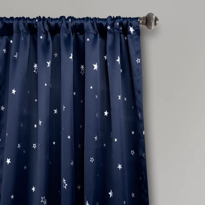 2pk 52"x84" Room Darkening Star Curtain Panels Navy - Lush Décor 3 2pk 52"x84" Room Darkening Star Curtain Panels Navy - Lush Décor