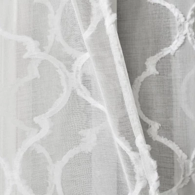 2pk 38"x95" Sheer Avon Trellis Curtain Panels White - Lush Décor 8 2pk 38"x95" Sheer Avon Trellis Curtain Panels White - Lush Décor - Image 6