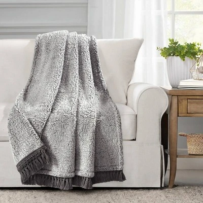 50"x60" Faux Shearling With Tassel And Fringe Throw Blanket - Lush Décor 3 50"x60" Faux Shearling With Tassel And Fringe Throw Blanket - Lush Décor