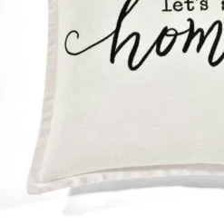 Lush Décor 27 20"x20" Oversize 'Let's Stay At Home' Family-Friendly Square Throw Pillow Cover White - Lush Décor