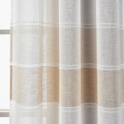 Set Of 2 38"x84" Textured Stripe Grommet Sheer Window Curtain Panels - Lush Décor 4 Set Of 2 38"x84" Textured Stripe Grommet Sheer Window Curtain Panels - Lush Décor - Image 2