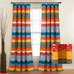 Set Of 2 Boho Stripe Light Filtering Window Curtain Panels Blue/Orange - Lush Décor -Lush Décor GUEST 1bbfa3dc f837 4adc b3f9 ae4bbc7e91e7
