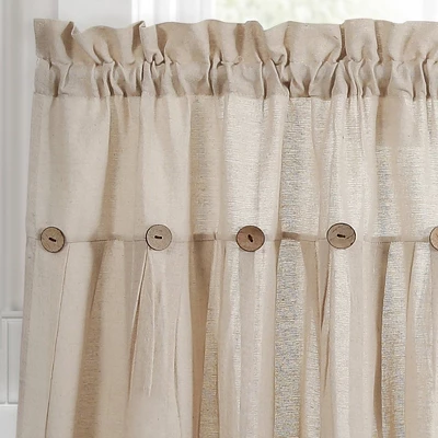 Set Of 2 Farmhouse Linen Button Kitchen Curtain Tiers - Lush Décor 3 Set Of 2 Farmhouse Linen Button Kitchen Curtain Tiers - Lush Décor