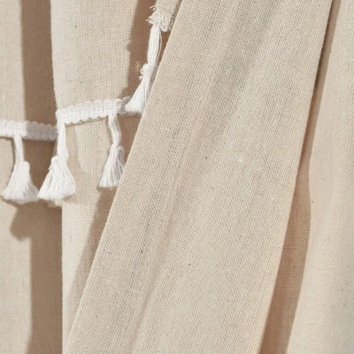 Set Of 2 (84"x52") Ivy Tassel Faux Linen Light Filtering Window Curtain Panels - Lush Décor 6 Set Of 2 (84"x52") Ivy Tassel Faux Linen Light Filtering Window Curtain Panels - Lush Décor - Image 4