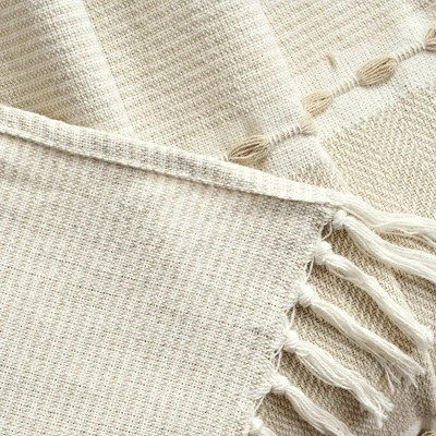 50"x60" Herringbone Striped Yarn Dyed Cotton Woven Throw Blanket With Tassels - Lush Décor 6 50"x60" Herringbone Striped Yarn Dyed Cotton Woven Throw Blanket With Tassels - Lush Décor - Image 4