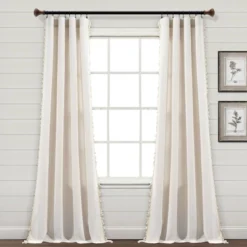 84"x40" Linen Tassel Window Curtain Panel - Lush Décor -Lush Décor GUEST 230ee57b b7dc 40ab 83ec 7c9a48eb36f2
