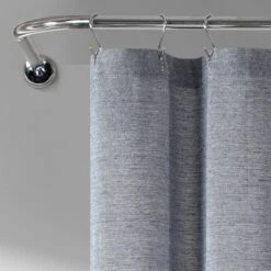 72"x72" Ombre Yarn Dyed Eco Friendly Recycled Cotton Shower Curtain Navy - Lush Décor