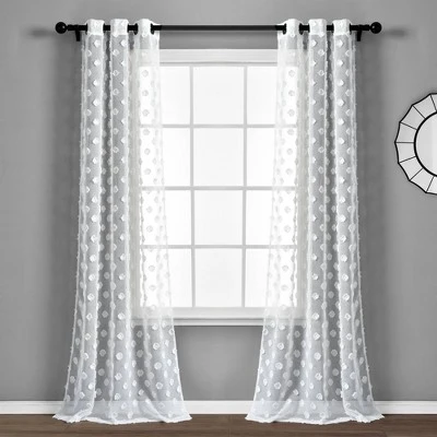 Set Of 2 (84"x38") Textured Dot Grommet Sheer Window Curtain Panels - Lush Décor 10 Set Of 2 (84"x38") Textured Dot Grommet Sheer Window Curtain Panels - Lush Décor - Image 8