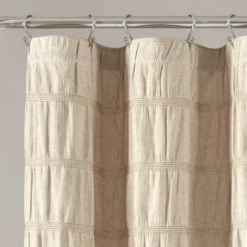 Waffle Striped Woven Cotton Shower Curtain - Lush Décor