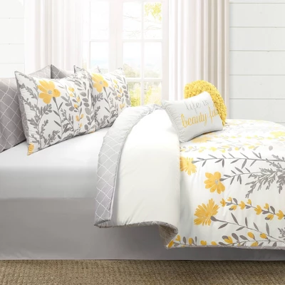 8pc Aprile Soft Reversible Oversized Comforter Set Yellow/Gray - Lush Décor 3 8pc Aprile Soft Reversible Oversized Comforter Set Yellow/Gray - Lush Décor