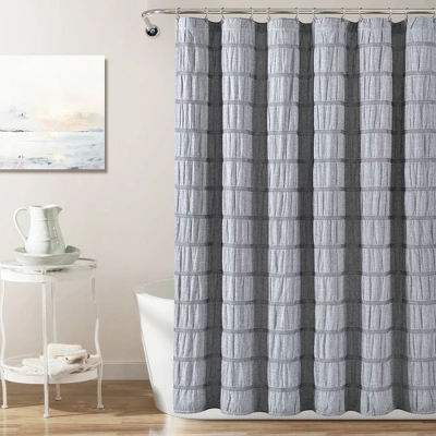 Waffle Striped Woven Cotton Shower Curtain - Lush Décor 8 Waffle Striped Woven Cotton Shower Curtain - Lush Décor - Image 6