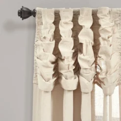 84"x52" Ruched Waterfall Linen Window Curtain Panel - Lush Décor