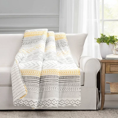 50"x60" Hygge Geo Reversible Cotton Throw Blanket Yellow/Gray - Lush Décor 3 50"x60" Hygge Geo Reversible Cotton Throw Blanket Yellow/Gray - Lush Décor