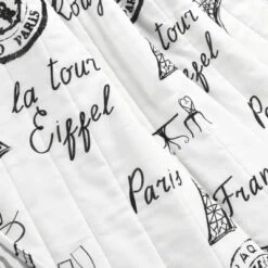 50"x60" Paris Bonjour Reversible Cotton Throw Blanket White - Lush Décor -Lush Décor GUEST 308a1aa2 3302 4307 9364 afb841ee6b36