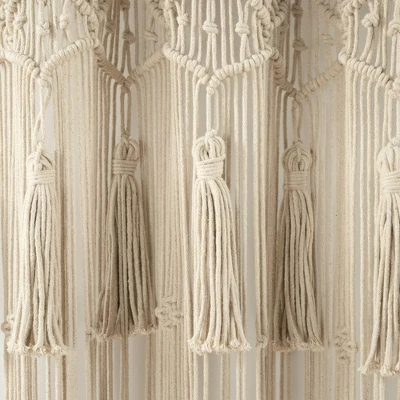 1pc 40"x84" Light Filtering Boho Macrame Tassel Curtain Panel Tan - Lush Décor 6 1pc 40"x84" Light Filtering Boho Macrame Tassel Curtain Panel Tan - Lush Décor - Image 4