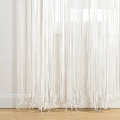 1pc 40"x84" Light Filtering Boho Macrame Tassel Curtain Panel White - Lush Décor 5 1pc 40"x84" Light Filtering Boho Macrame Tassel Curtain Panel White - Lush Décor - Image 3