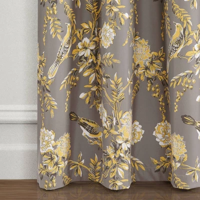 Set Of 2 Farmhouse Bird And Flower Insulated Grommet Blackout Window Curtain Panels - Lush Décor 4 Set Of 2 Farmhouse Bird And Flower Insulated Grommet Blackout Window Curtain Panels - Lush Décor - Image 2