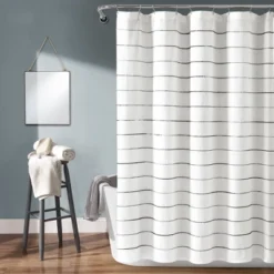Ombre Striped Yarn Dyed Cotton Shower Curtain - Lush Décor -Lush Décor GUEST 374ed943 58d3 4a69 944f f6436fcba1e4