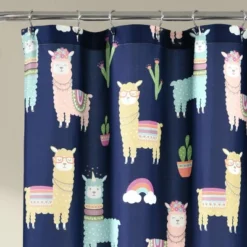 72"x72" Make A Wish Southwest Llama Cactus Shower Curtain Single - Lush Décor