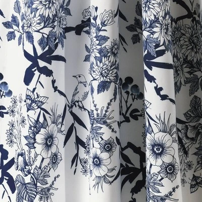 2pk 52"x95" Light Filtering Botanical Garden Curtain Panels Navy - Lush Décor 5 2pk 52"x95" Light Filtering Botanical Garden Curtain Panels Navy - Lush Décor - Image 3