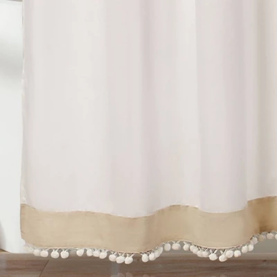Adelyn Pom Pom Shower Curtain Neutral - Lush Décor 5 Adelyn Pom Pom Shower Curtain Neutral - Lush Décor - Image 3