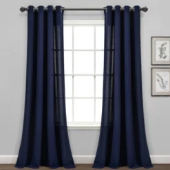 Set Of 2 (84"x52") Faux Linen Grommet Window Curtain Panels - Lush Décor -Lush Décor GUEST 3952fa70 208e 4608 a85d 4fe1870e6c31
