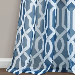 2pk 52"x84" Sheer Edward Trellis Curtain Panels Navy - Lush Décor -Lush Décor GUEST 39860452 8735 45d4 97d9 d9685ff57d70