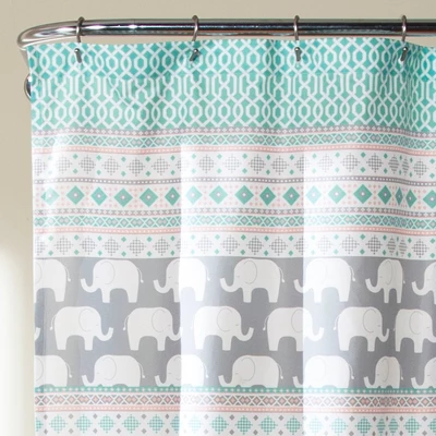 Elephant Striped Shower Curtain - Lush Décor 3 Elephant Striped Shower Curtain - Lush Décor
