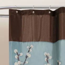 Cocoa Flower Shower Curtain Blue - Lush Décor