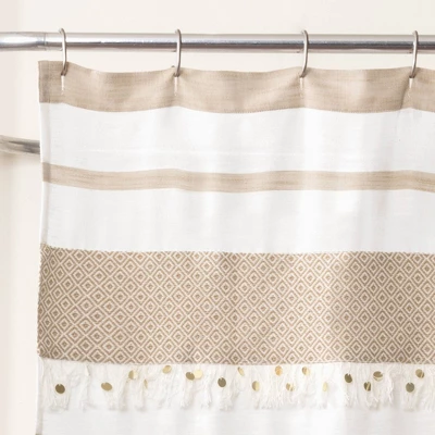 72"x72" Malaika Striped Shower Curtain Tan - Lush Décor 3 72"x72" Malaika Striped Shower Curtain Tan - Lush Décor