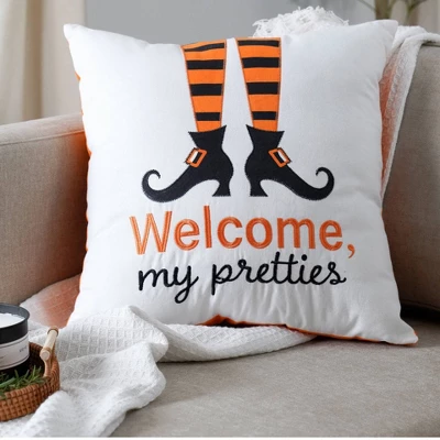 20"x20" Oversize Welcome Pretties Halloween Square Throw Pillow White - Lush Décor 4 20"x20" Oversize Welcome Pretties Halloween Square Throw Pillow White - Lush Décor - Image 3