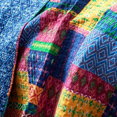 Misha 3 Piece Fuchsia/Navy Quilt Set - Lush Décor 3 Misha 3 Piece Fuchsia/Navy Quilt Set - Lush Décor