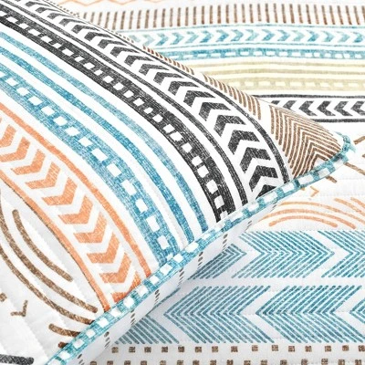 Lush Décor 3pc Hygge Geo Reversible Cotton Quilt & Sham Set 5 Lush Décor 3pc Hygge Geo Reversible Cotton Quilt & Sham Set - Image 3