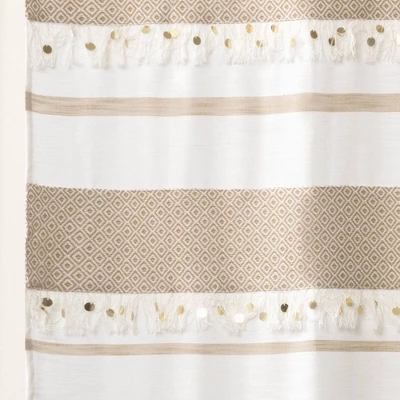 72"x72" Malaika Striped Shower Curtain Tan - Lush Décor 4 72"x72" Malaika Striped Shower Curtain Tan - Lush Décor - Image 2