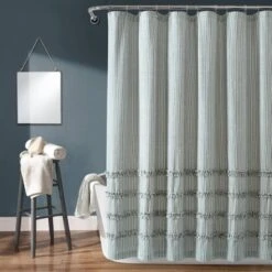 Vintage Stripe Yarn Dyed Cotton Shower Curtain Denim - Lush Décor -Lush Décor GUEST 4ae7d295 88c0 43fb 8b16 71c798f22ea8