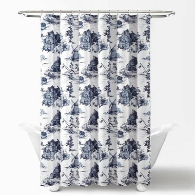 French Country Toile Single Shower Curtain - Lush Décor 6 French Country Toile Single Shower Curtain - Lush Décor - Image 4