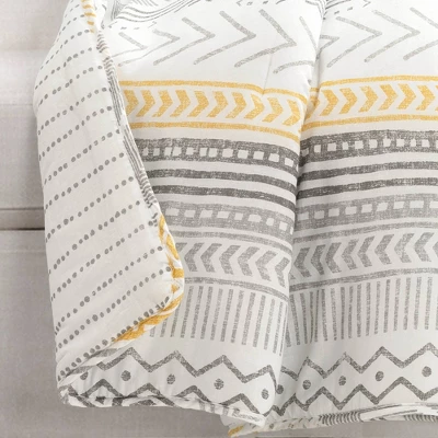 50"x60" Hygge Geo Reversible Cotton Throw Blanket Yellow/Gray - Lush Décor 4 50"x60" Hygge Geo Reversible Cotton Throw Blanket Yellow/Gray - Lush Décor - Image 2