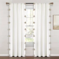 84"x52" Boho Faux Linen Texture Tassel Rod Pocket Window Curtain Panels - Lush Décor -Lush Décor GUEST 4fc4ffb0 e5f8 4065 977a dcce1f5a86e9