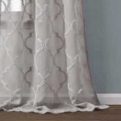 2pk 38"x84" Sheer Avon Trellis Curtain Panels Gray - Lush Décor -Lush Décor GUEST 50915a39 c8cf 40ed 99cf 1006ece830a6