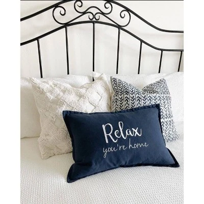 13"x20" 'Relax You're Home' Family-Friendly Lumbar Throw Pillow Cover Navy - Lush Décor 7 13"x20" 'Relax You're Home' Family-Friendly Lumbar Throw Pillow Cover Navy - Lush Décor - Image 5