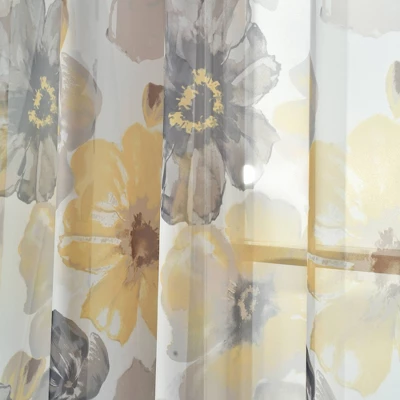 2pk 52"x84" Sheer Leah Curtain Panels Yellow/Gray - Lush Décor 4 2pk 52"x84" Sheer Leah Curtain Panels Yellow/Gray - Lush Décor - Image 2