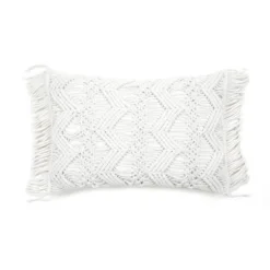 13"x20" Oversize Studio Chevron Macrame Lumbar Throw Pillow Cover With Fringes - Lush Décor -Lush Décor GUEST 589fcfee 73d6 47eb 9974 f4da4cd5bad9