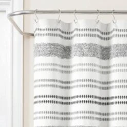 72"x72" Modern Tufted Striped Woven Yarn Dyed Eco Friendly Recycled Cotton Shower Curtain Gray - Lush Décor