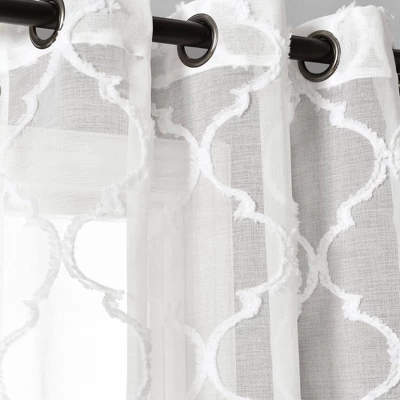 2pk 38"x95" Sheer Avon Trellis Curtain Panels White - Lush Décor 6 2pk 38"x95" Sheer Avon Trellis Curtain Panels White - Lush Décor - Image 4