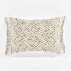 13"x20" Oversize Studio Chevron Macrame Lumbar Throw Pillow Cover With Fringes - Lush Décor -Lush Décor GUEST 5b3cfe2c ee32 47af 8d71 ec9199d3867d