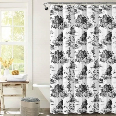 French Country Toile Single Shower Curtain - Lush Décor 8 French Country Toile Single Shower Curtain - Lush Décor - Image 6