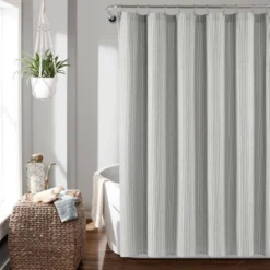72"x72" Farmhouse Vintage Striped Yarn Dyed Cotton Shower Curtain - Lush Décor -Lush Décor GUEST 623af741 376d 4e98 8bc3 2878e5125b9f