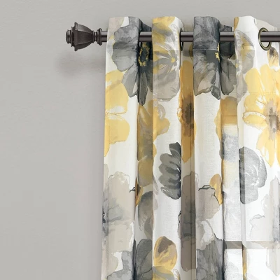 2pk 52"x84" Sheer Leah Curtain Panels Yellow/Gray - Lush Décor 3 2pk 52"x84" Sheer Leah Curtain Panels Yellow/Gray - Lush Décor